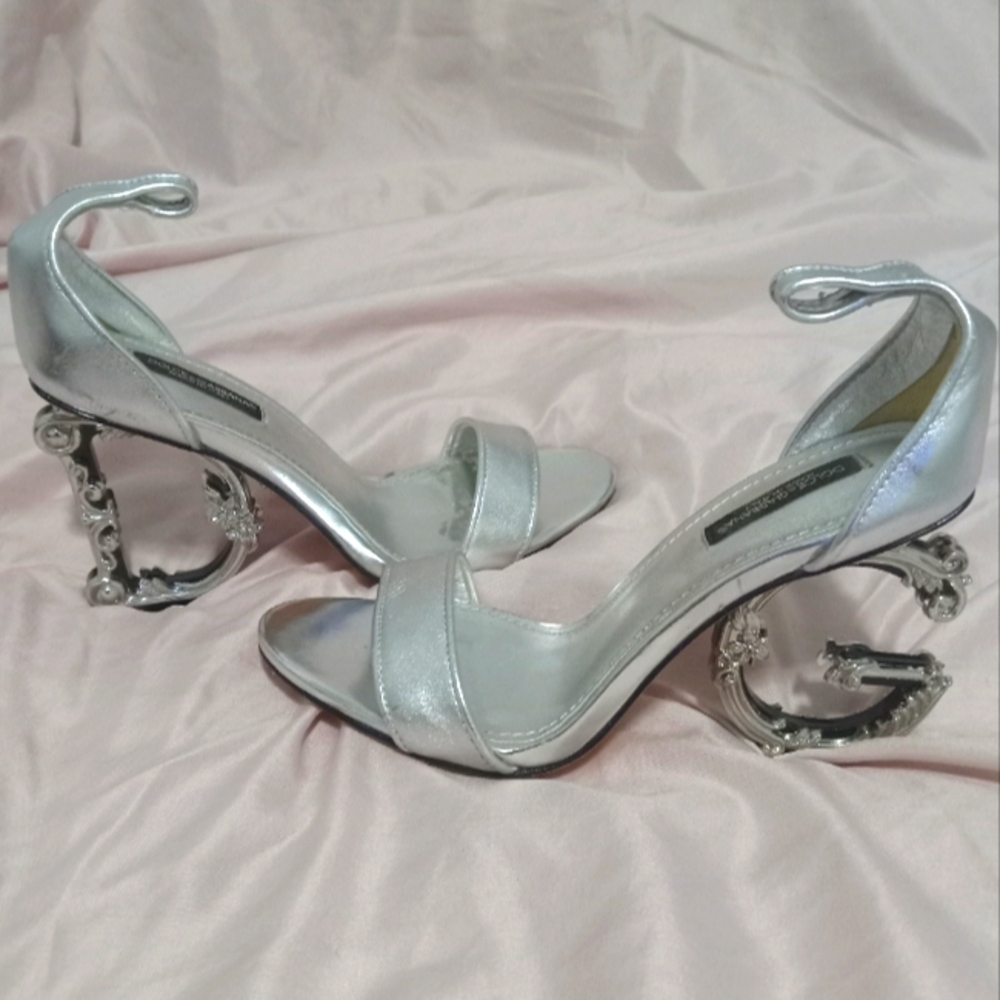 Silver Dolce & Gabbana Nappa Mordore Sandals